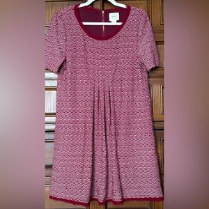 Maeve Anthropologie Dora Textured Pleated Mini Dress Lace Hem A-Line - Large